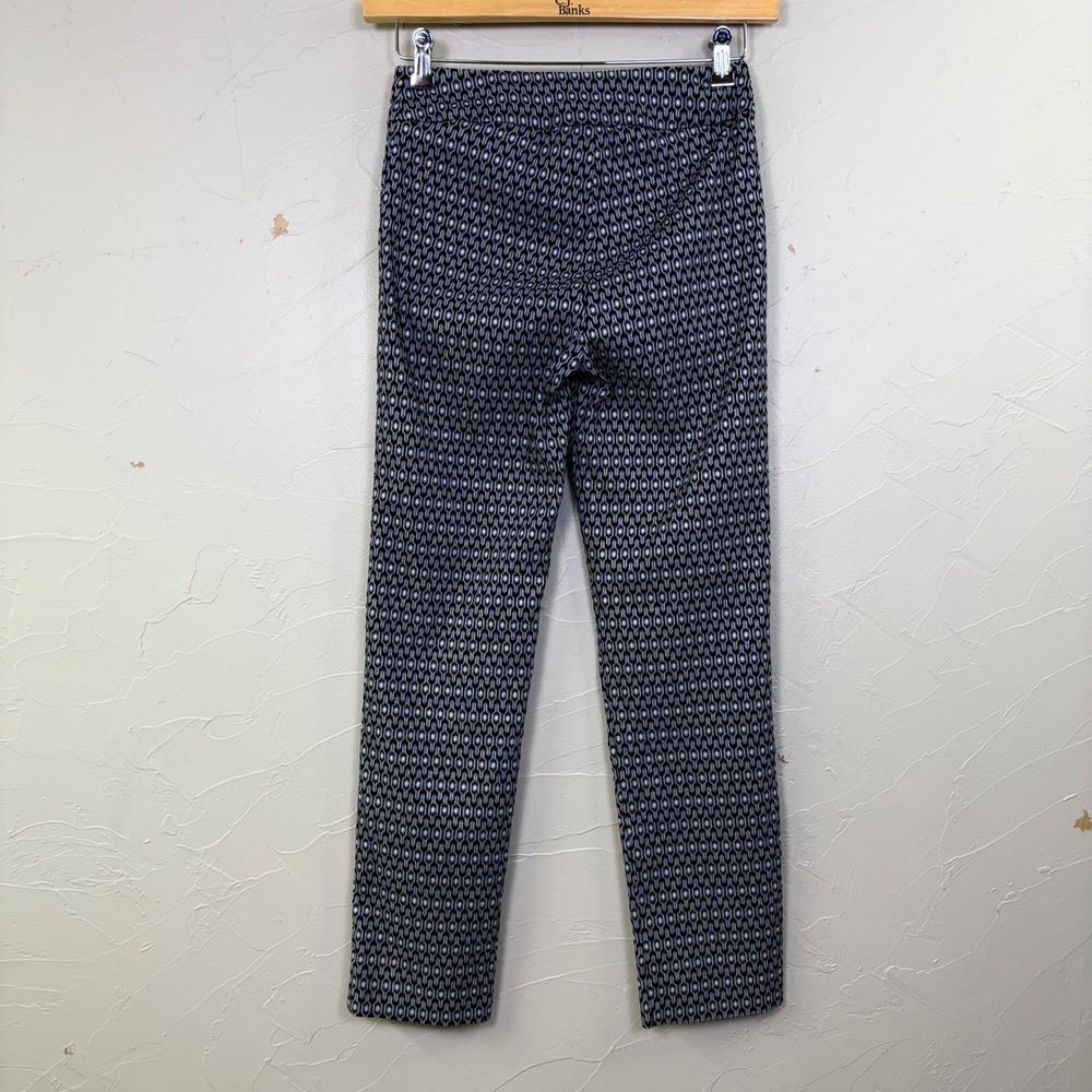 Joseph Ribkoff Geometric Print Trousers Womens 6 Black White Stretch Office Core